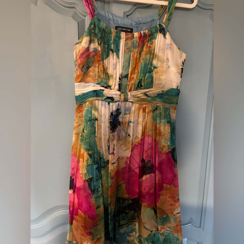 Jones New York Multicolor Pleated Dress - Spring Fling